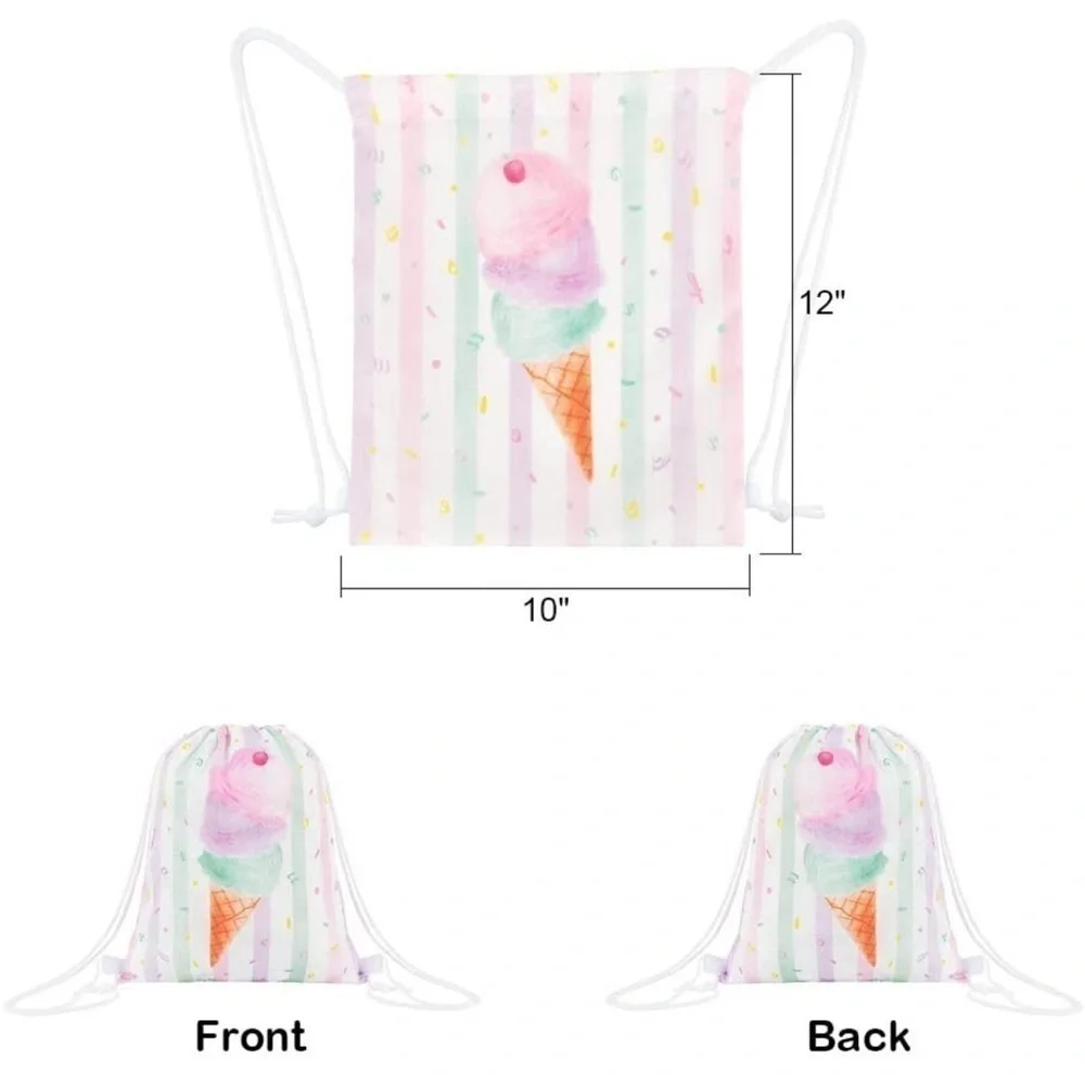 Ice cream pastel Washable Backpack Wrap Bag draw string bag